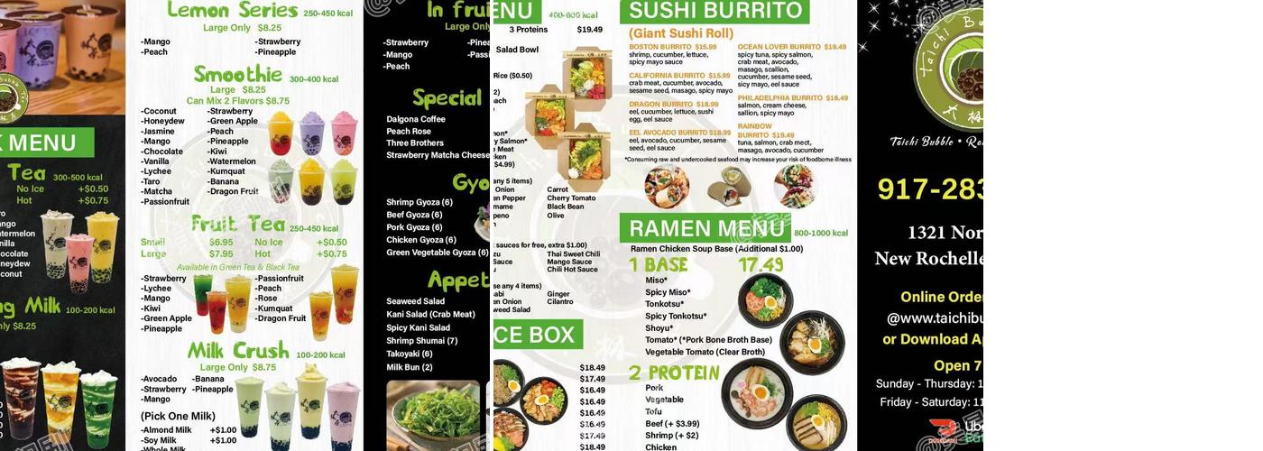 Taichi Bubble Tea Menu