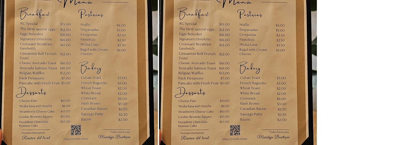 RC Café Menu