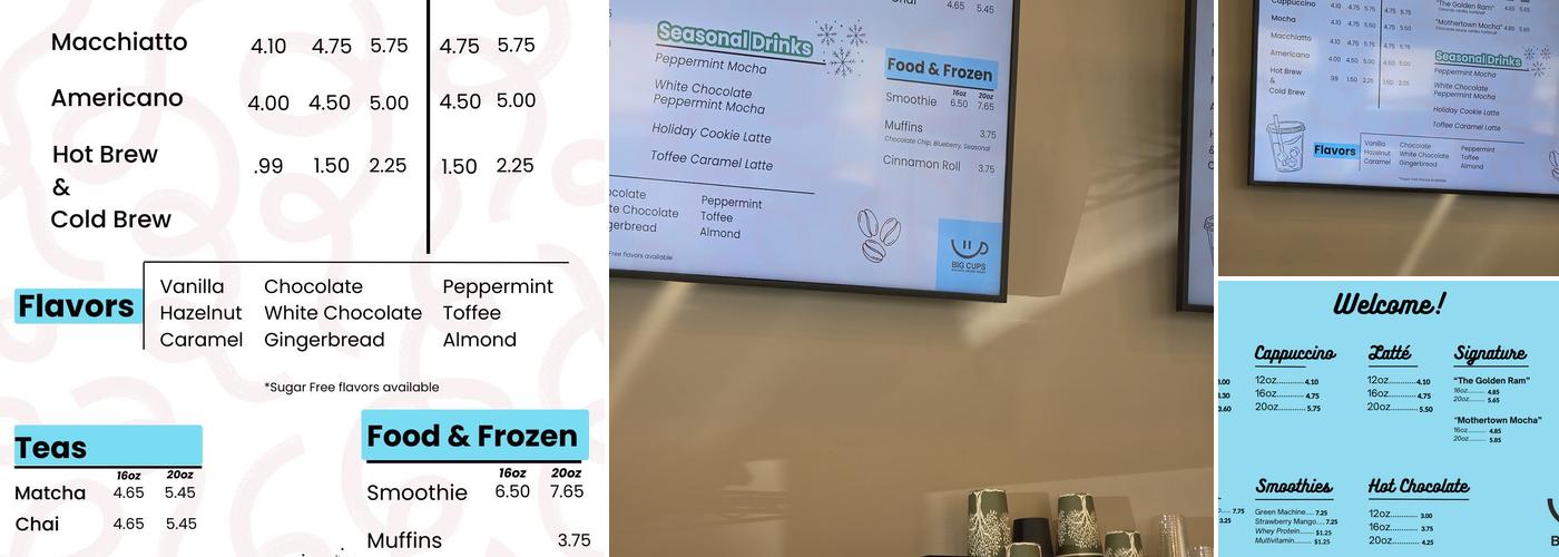 Big Cups Menu