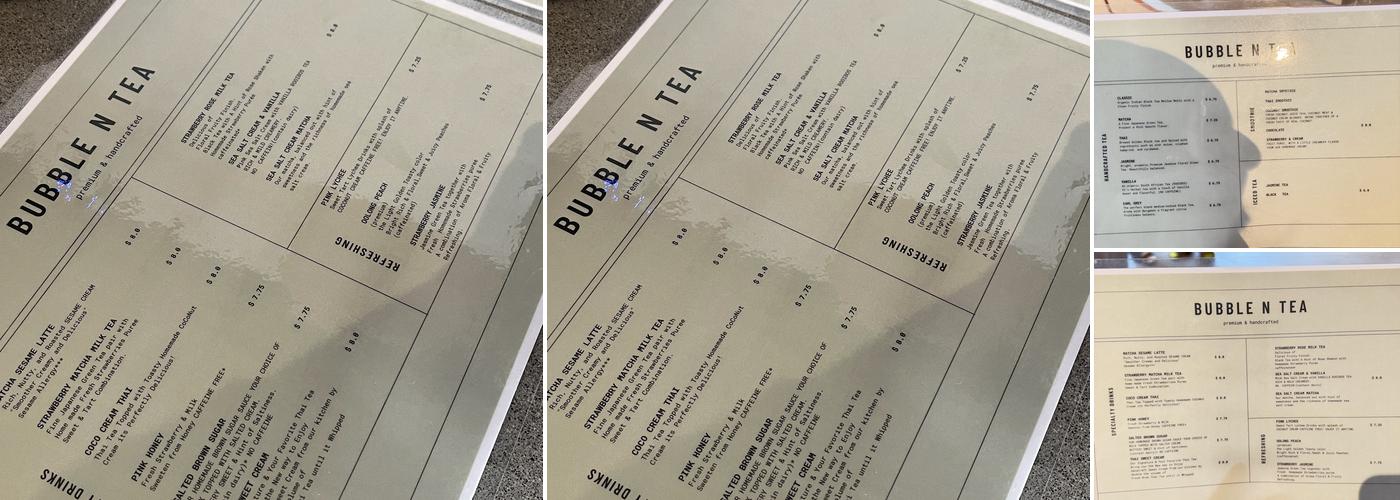 Bubble N Tea Menu