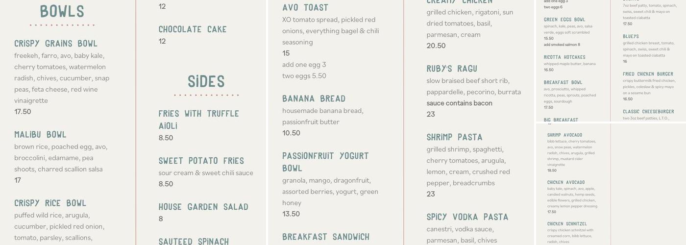 Little Ruby's Dallas Menu