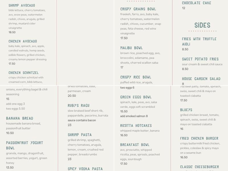 Little Ruby's Dallas Menu