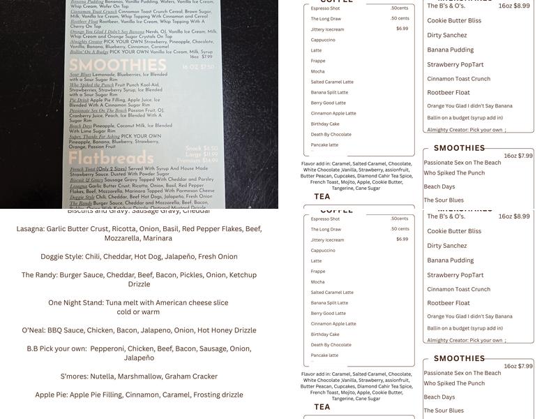 Silly Sips Menu