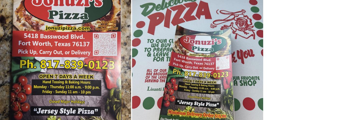Jonuzi’s Pizza Menu