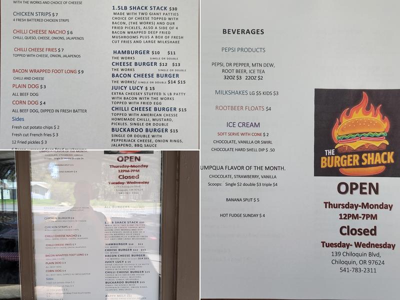 Burger Shack Menu