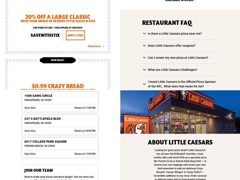 Little Caesars Pizza Menu