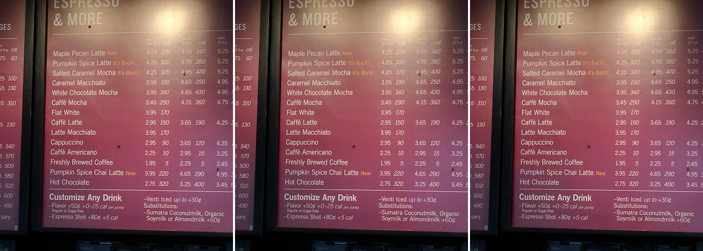 Starbucks Menu