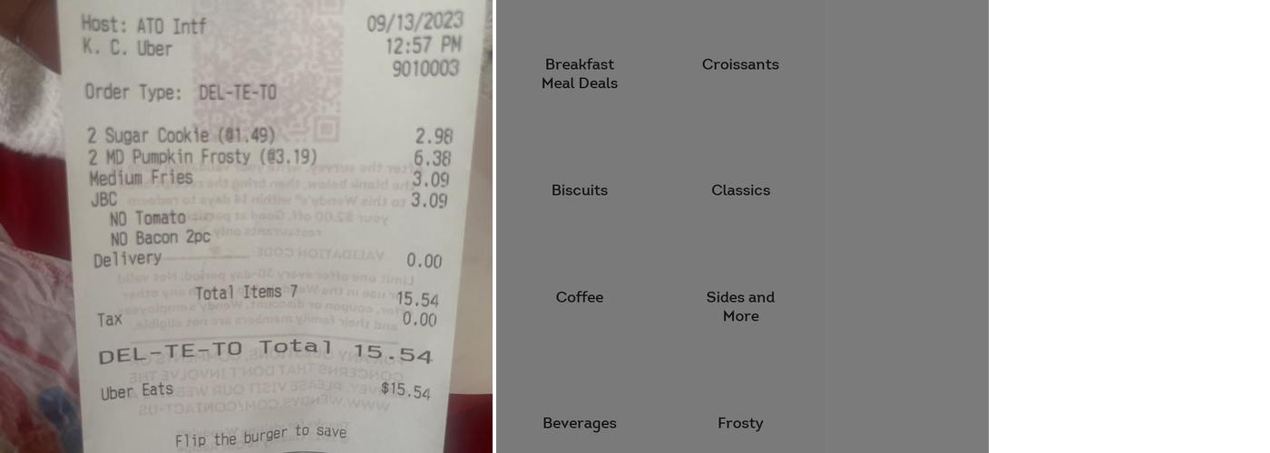 Wendy's Menu