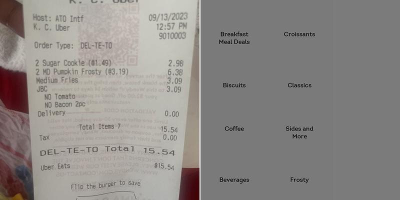 Wendy's Menu