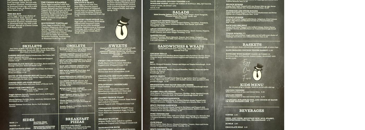 Egg One Five Menu
