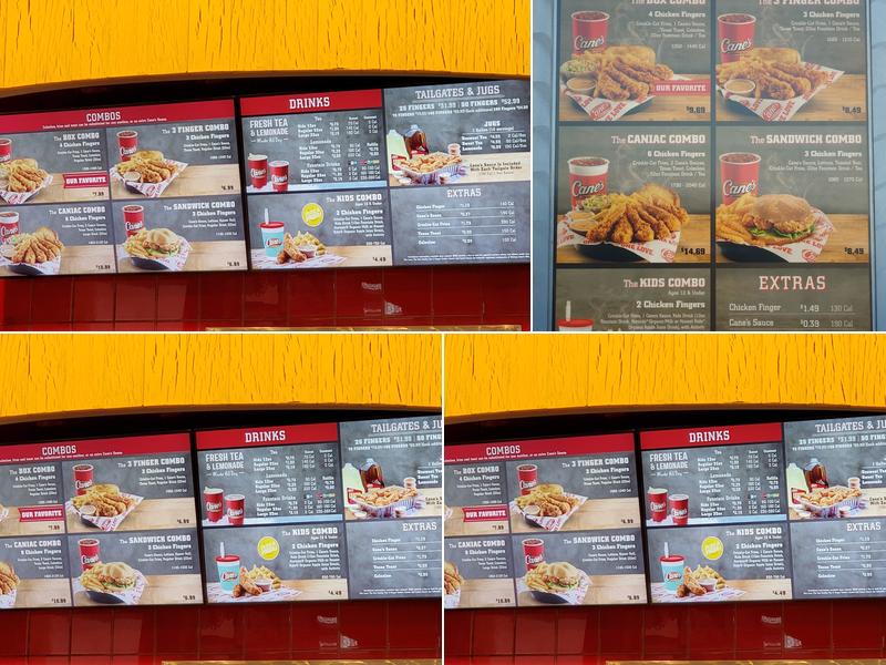 Raising Cane's Chicken Fingers Menu