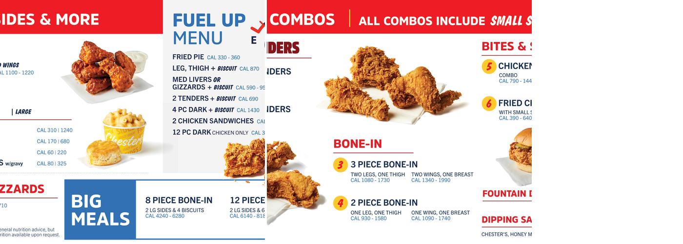 Chester’s Chicken Menu