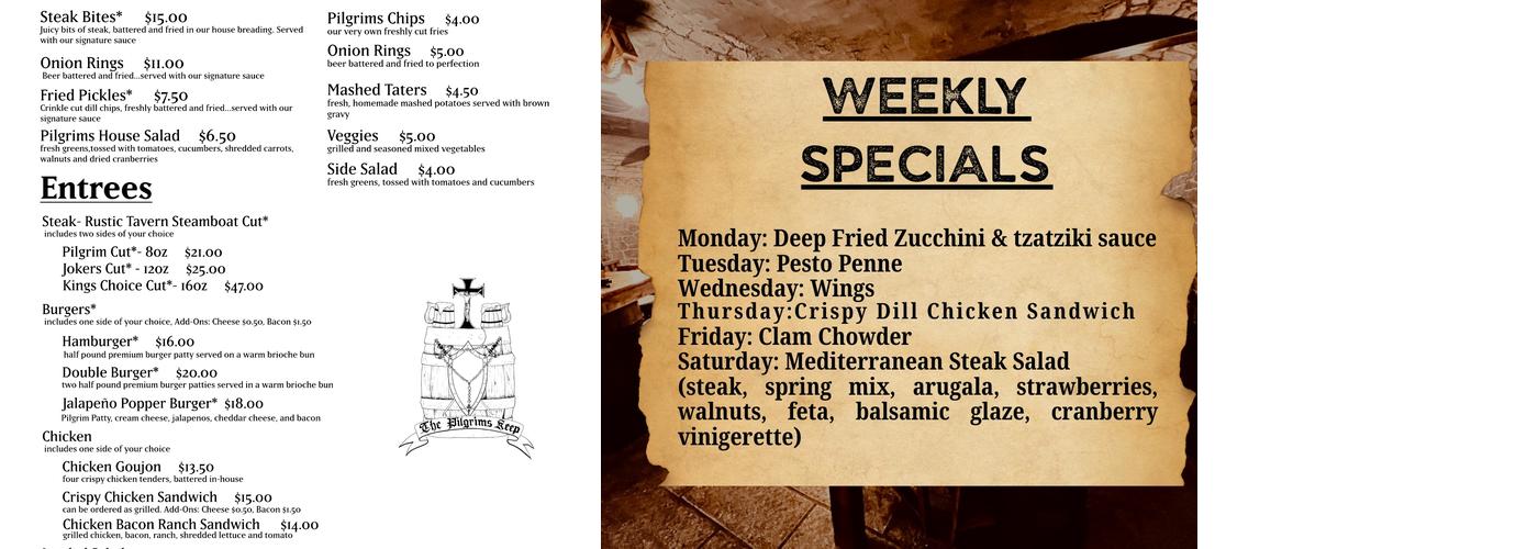 Pilgrim's Keep Menu