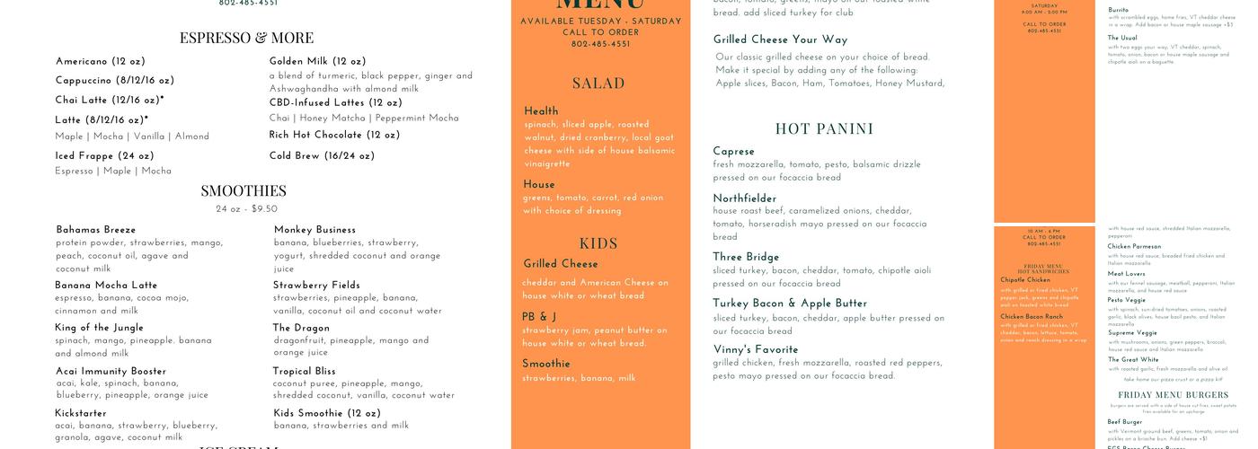 Falls General Store Menu