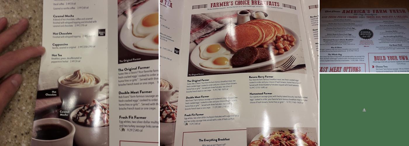 Bob Evans Menu