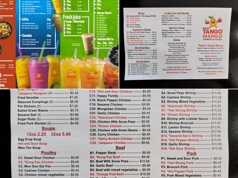 Tango Mango Tyler Menu
