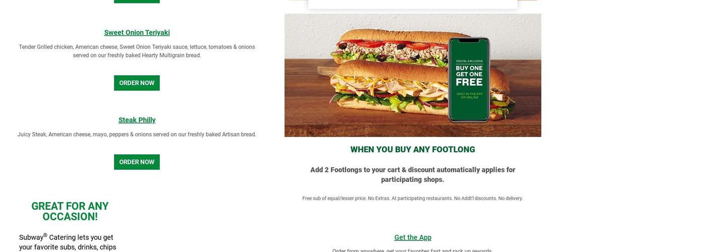 Subway Menu
