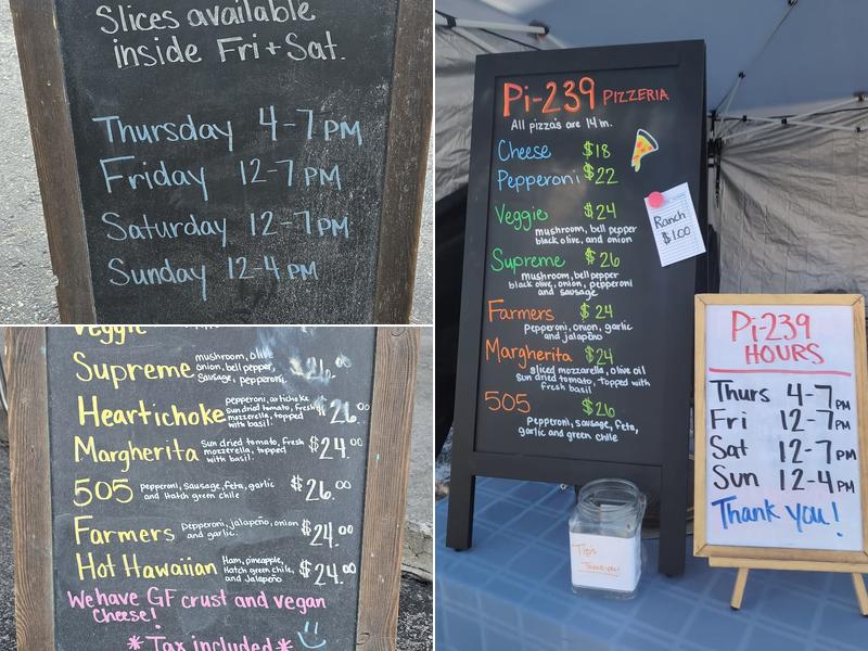 Pi-239 Pizza Menu