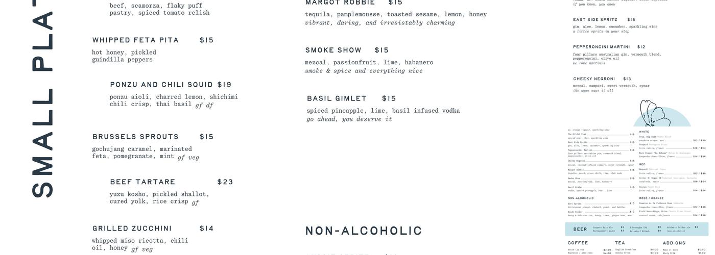 Isla & Co. Lower East Side Menu