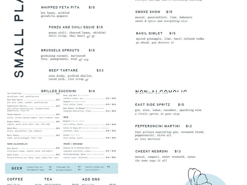 Isla & Co. Lower East Side Menu
