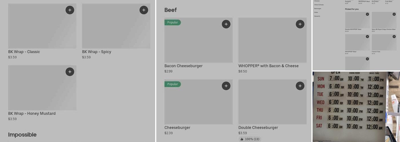 Burger King Menu