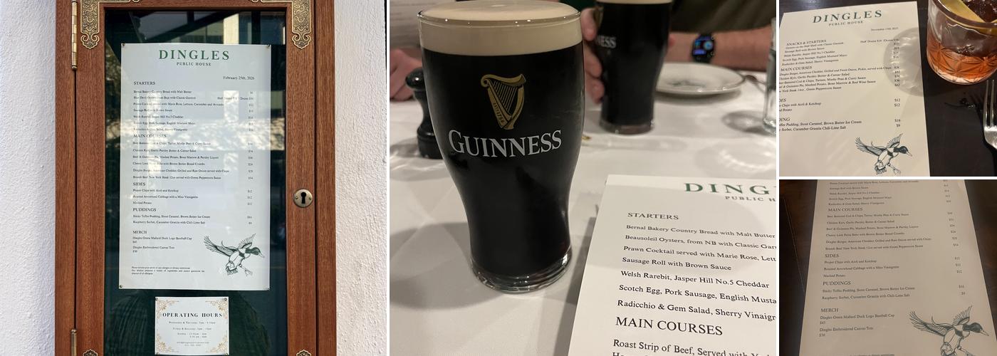 Dingles Public House Menu