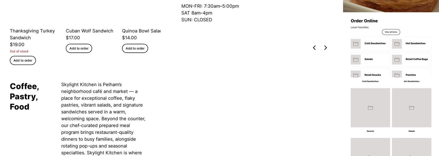 Skylight Kitchen Menu