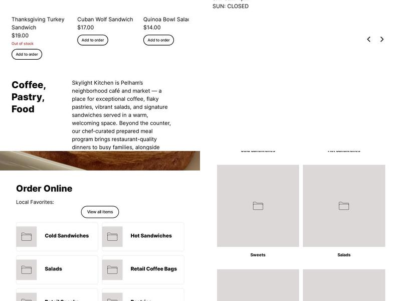 Skylight Kitchen Menu