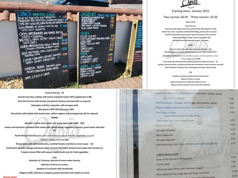 Cafe Oasis Menu