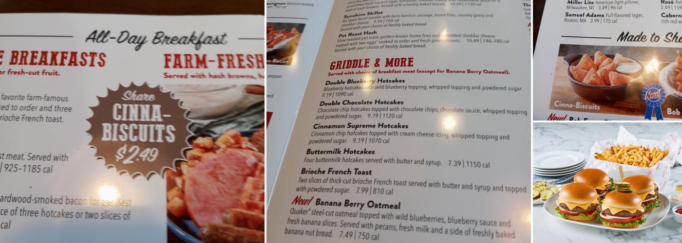 Bob Evans Menu