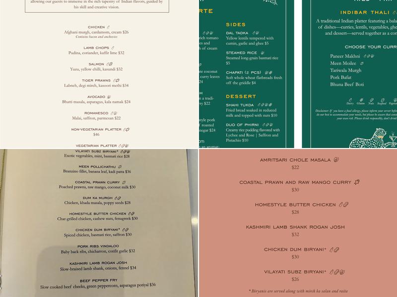 INDIBAR Menu