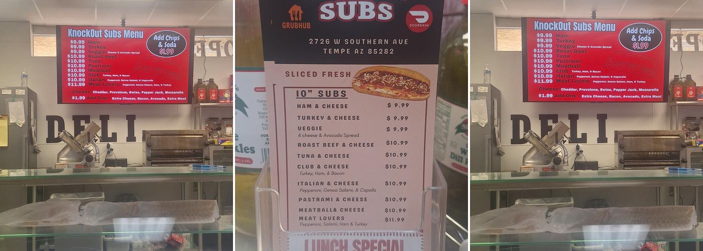 Knockout Subs Menu