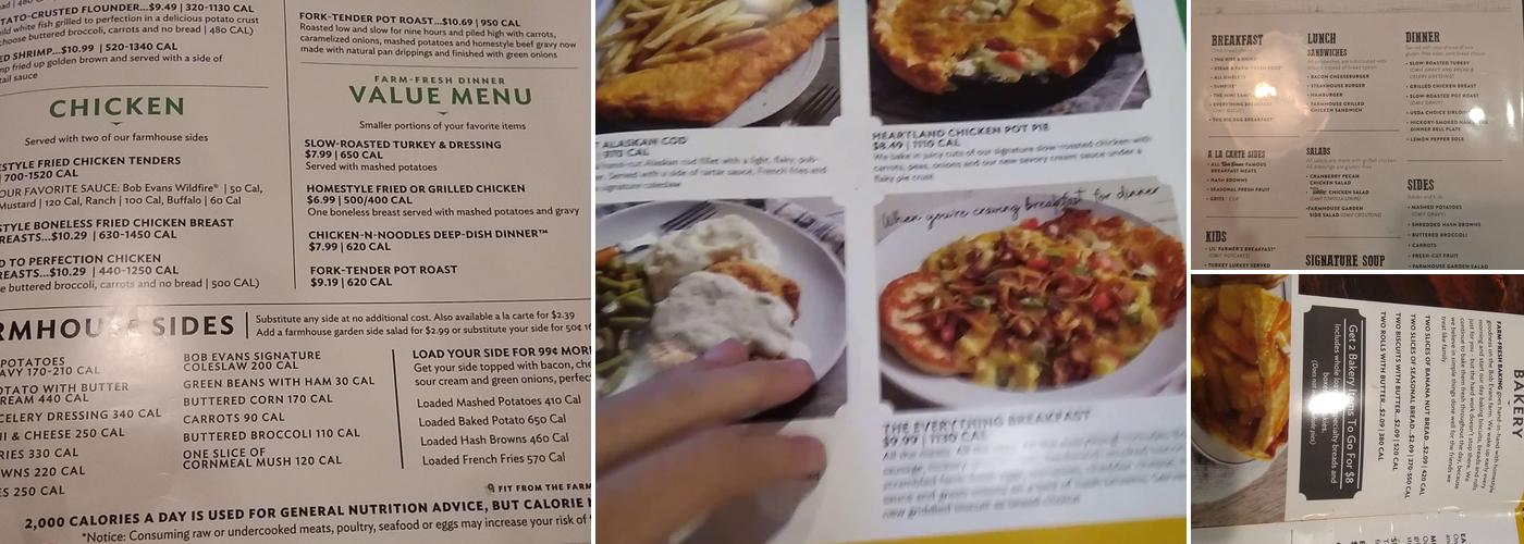 Bob Evans Menu