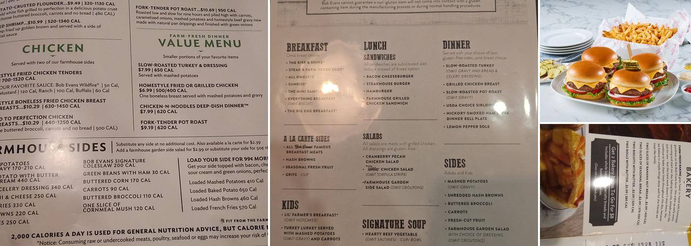 Bob Evans Menu