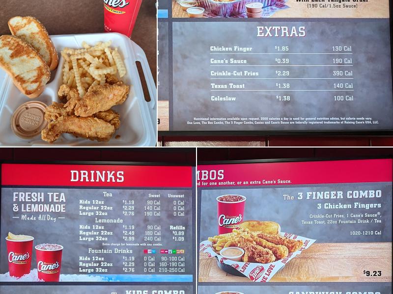 Raising Cane's Chicken Fingers Menu