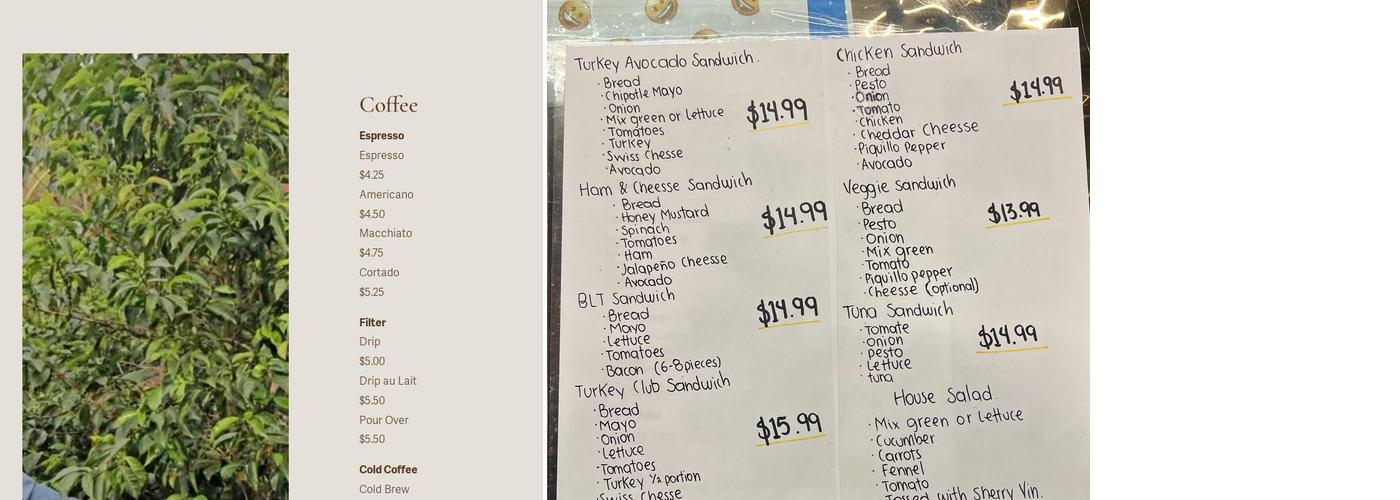 Machu Picchu Cafe Menu