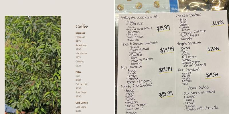 Machu Picchu Cafe Menu