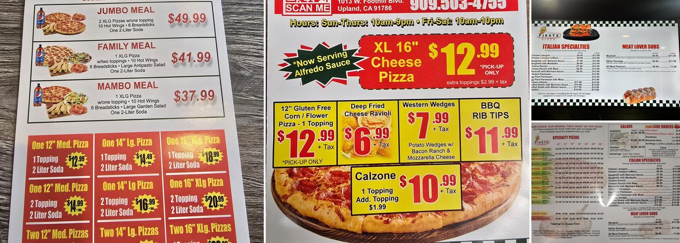 Fiesta Pizza Menu