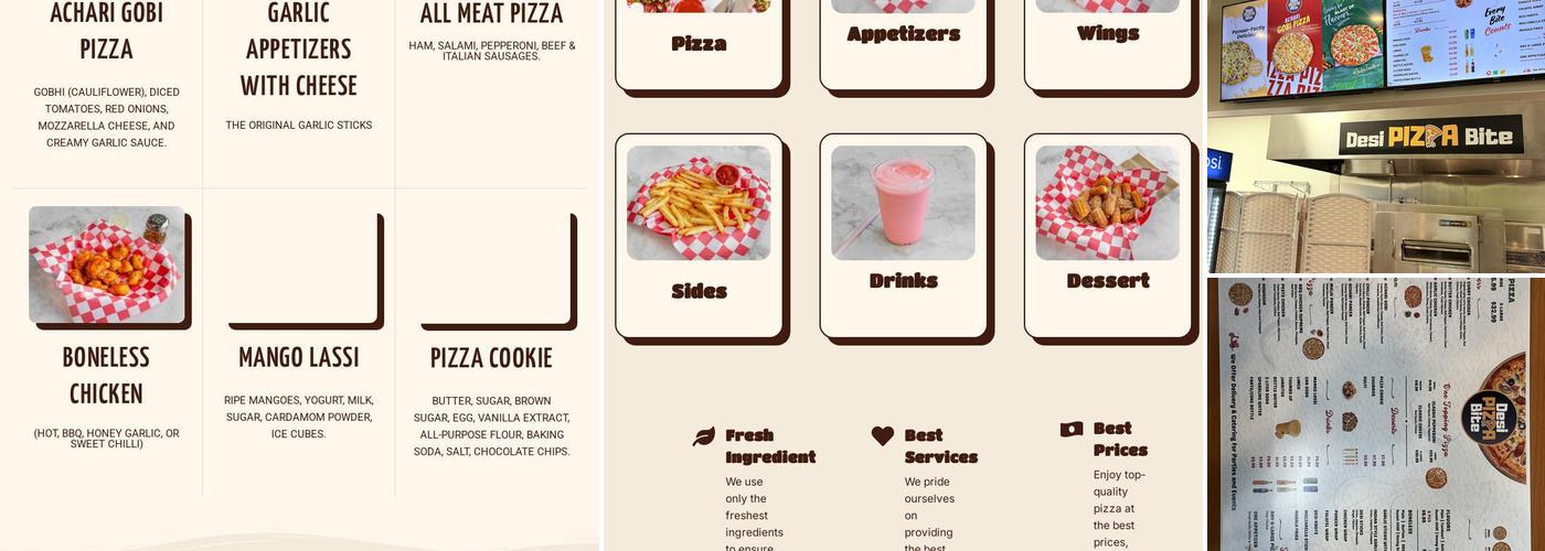 Desi Pizza Bite Menu