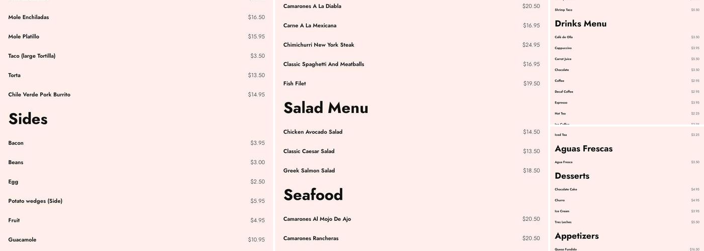 Sofia's Kitchen Menu