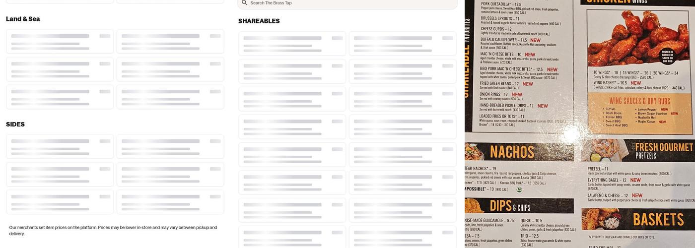 The Brass Tap Menu