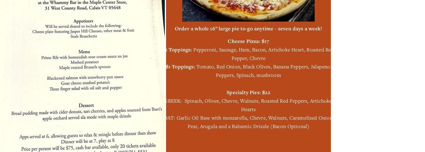 Maple Corner Community Store Menu