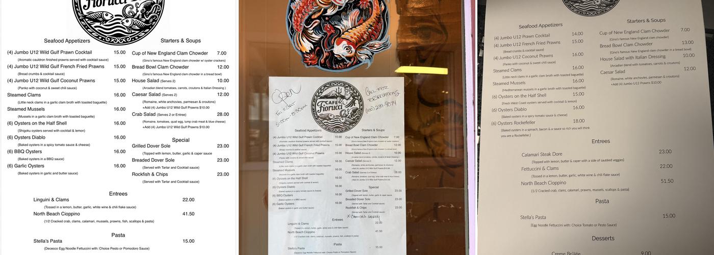 Café Fiorucci Menu