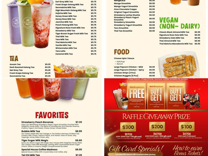 Coco House Menu