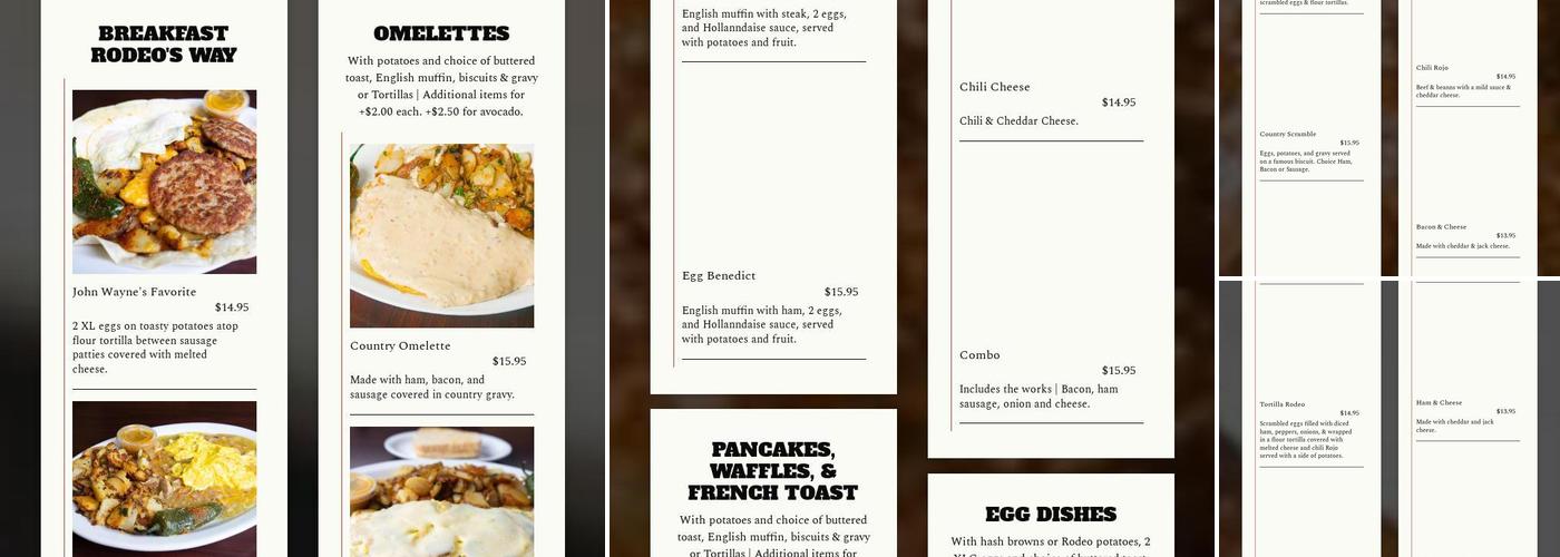 Rodeo Cafe Temecula Menu