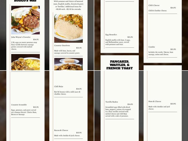 Rodeo Cafe Temecula Menu