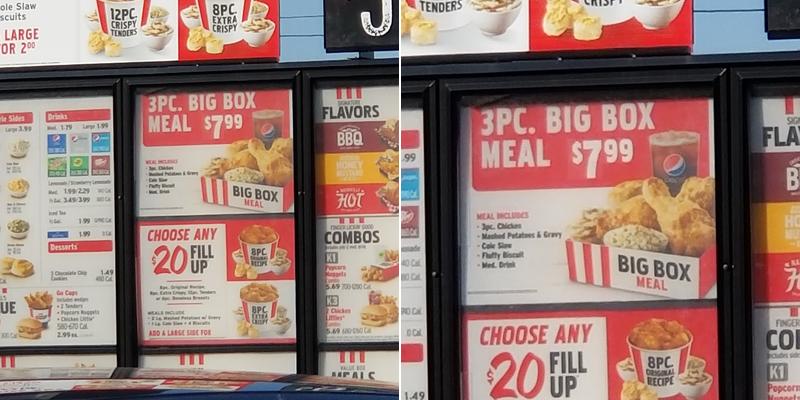 KFC Menu