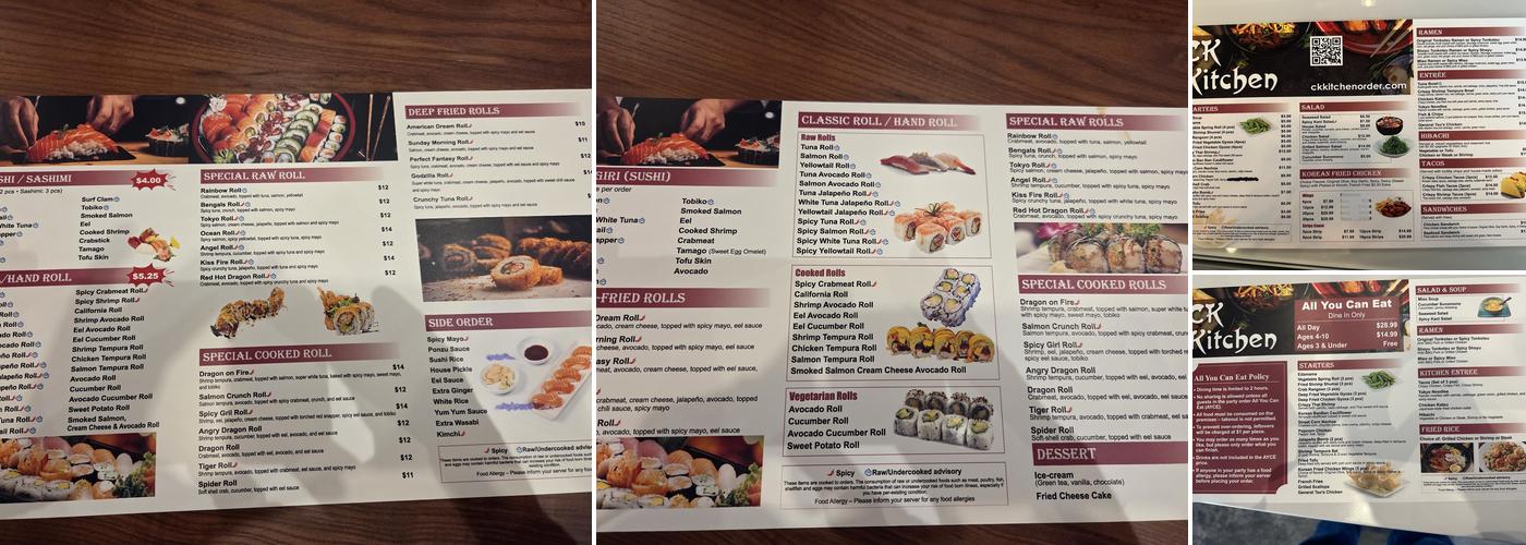 C K KITCHEN Menu