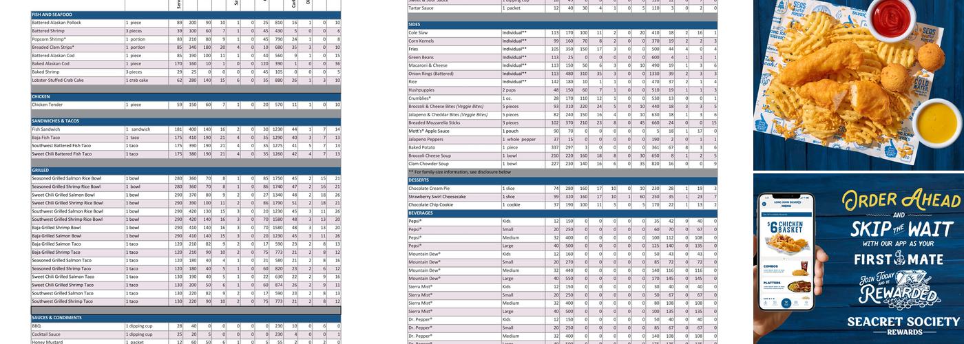 Long John Silver's Menu