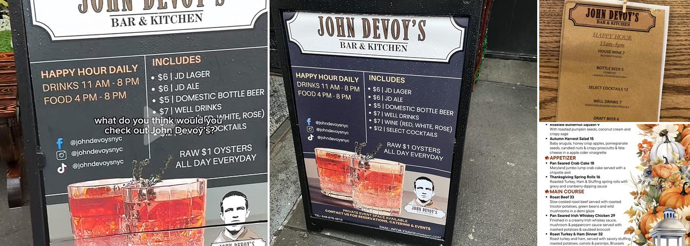 John Devoy’s Bar & Kitchen Menu